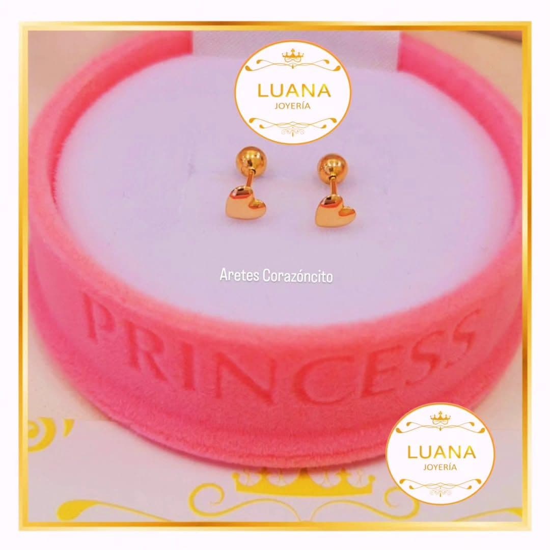 Aretes Abridores para Bebé Corazón Oro 18K | Broche Rosca — foto 2
