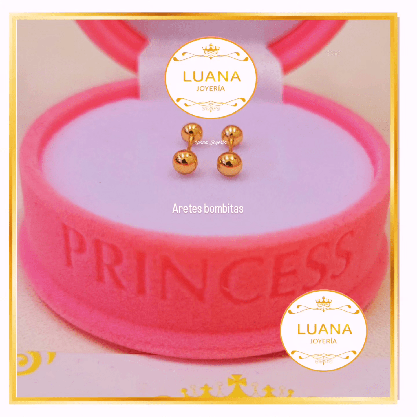 Aretes Abridores para Bebé Bombita Oro 18K | Broche Rosca — foto 2